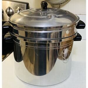 West Bend 8 Qt Stock Pot With Steamer Strainer Vintage Laurel Aluminum Ware
